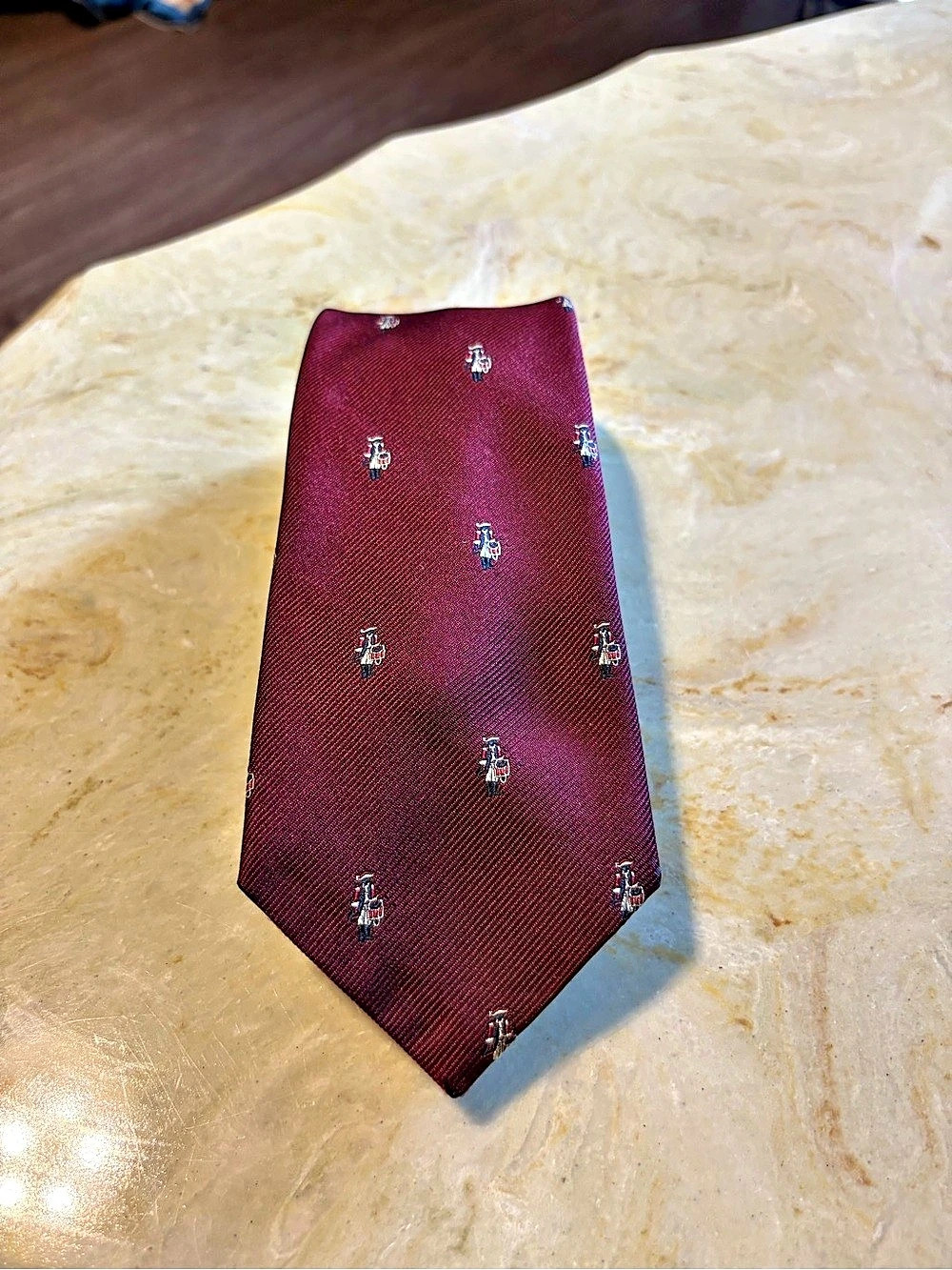 Paco Rabanne Men's Silk Patterned Tie in Burgundy Like New